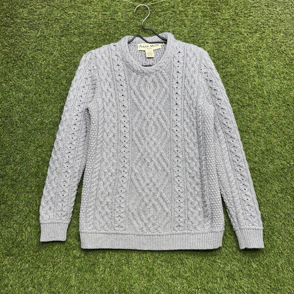 Aran Mor Sweater Womens Medium Ireland Merino Wool Cable Knit Fisherman 90s